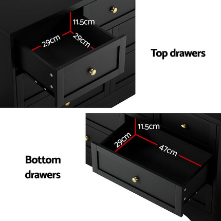 Artiss 7 Chest of Drawers Dresser Table Black.
