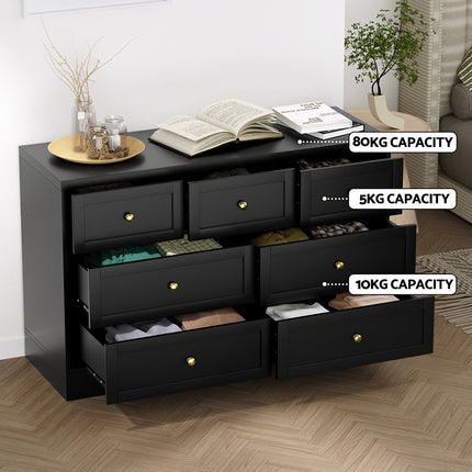 Artiss 7 Chest of Drawers Dresser Table Black.