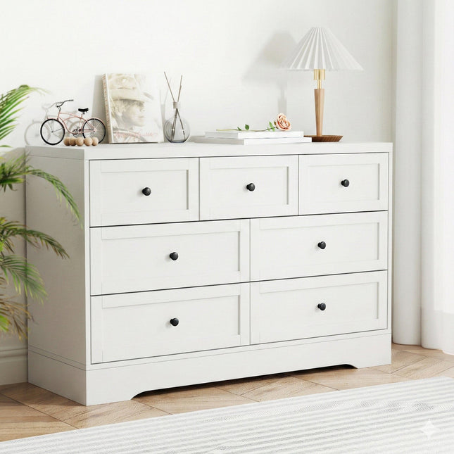 Artiss 7 Chest of Drawers Dresser Table White.