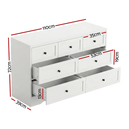 Artiss 7 Chest of Drawers Dresser Table White.