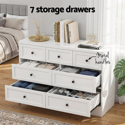 Artiss 7 Chest of Drawers Dresser Table White.