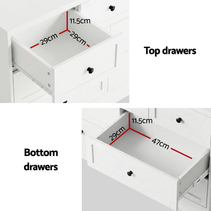 Artiss 7 Chest of Drawers Dresser Table White.