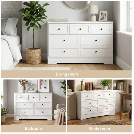 Artiss 7 Chest of Drawers Dresser Table White.