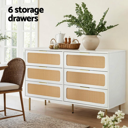 Artiss Chest of 6 Drawers Lowboy Cabinet White.