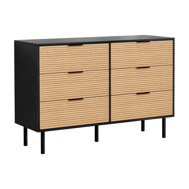 Artiss 6 Chest of Drawers Dresser Table Black&Pine.