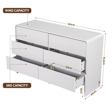 Artiss 6 Chest of Drawers Dresser Cabinet Beige.