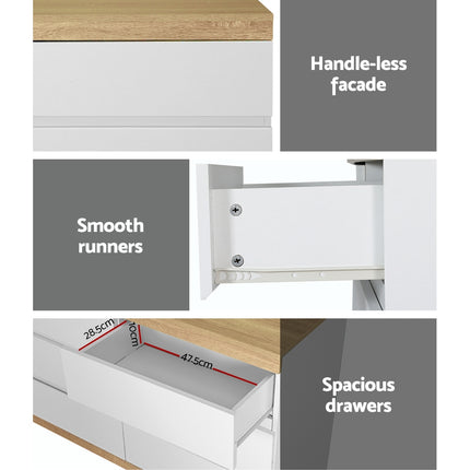 Artiss 6 Chest of Drawers Cabinet Dresser Table Tallboy Storage Bedroom White.