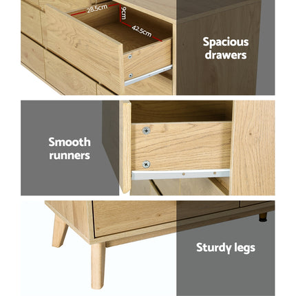 Artiss 9 Chest of Drawers Tallboy Cabinet - XAVI Pine.