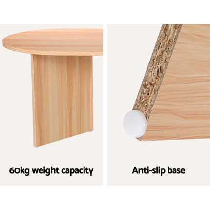 Artiss Coffee Table Oval 110CM Pine Alva.