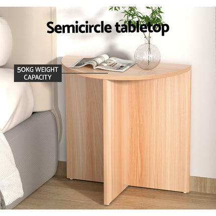 Artiss Coffee Table Semi-circle 48CM Pine Elva.