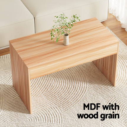 Artiss Coffee Table Rectangle Fluted Side 100CM.