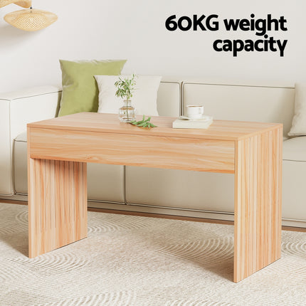 Artiss Coffee Table Rectangle Fluted Side 100CM.
