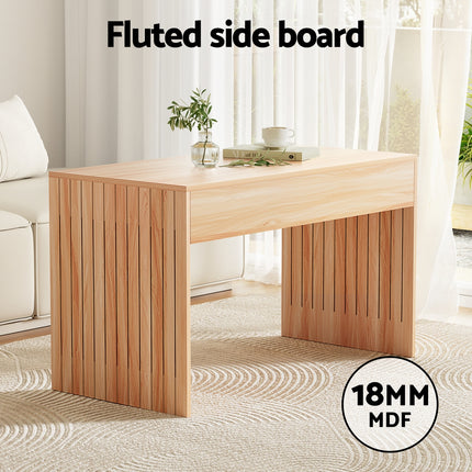 Artiss Coffee Table Rectangle Fluted Side 100CM.