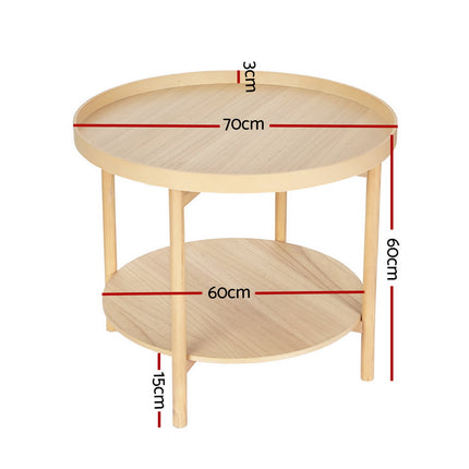 Artiss Coffee Table Side Table Round 70CM.