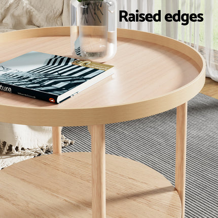 Artiss Coffee Table Side Table Round 70CM.
