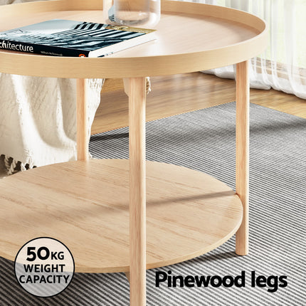 Artiss Coffee Table Side Table Round 70CM.