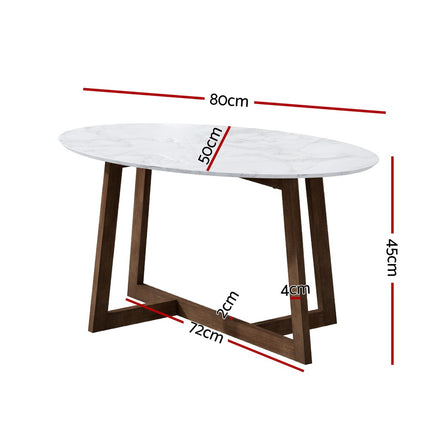 Artiss Coffee Table Oval Marble Effect.