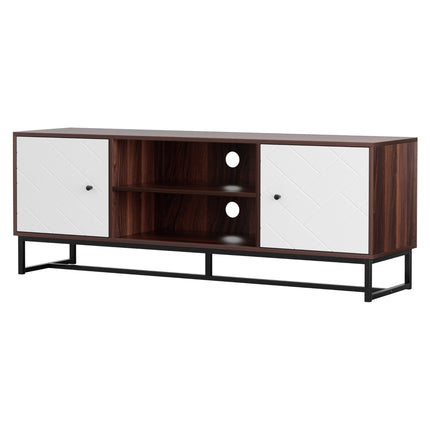 Artiss TV Unit 150cm Storage Shelves Walnut White.