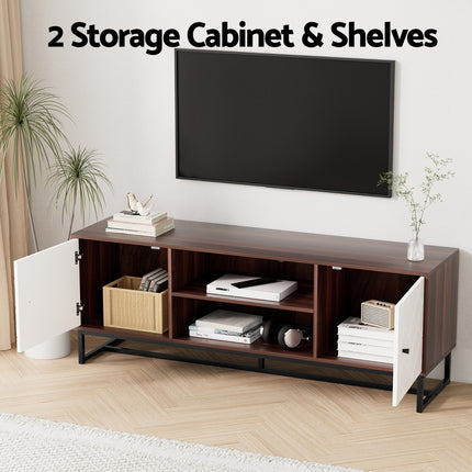 Artiss TV Unit 150cm Storage Shelves Walnut White.