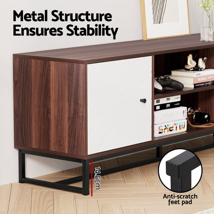 Artiss TV Unit 150cm Storage Shelves Walnut White.