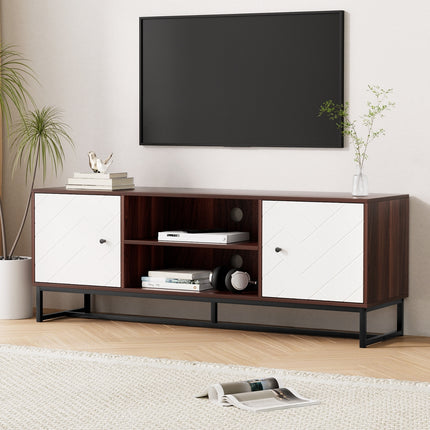 Artiss TV Unit 150cm Storage Shelves Walnut White.