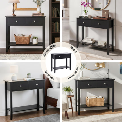 Artiss Console Table Hallway Sofa Entryway Entrance 2 Drawers 80CM Black.