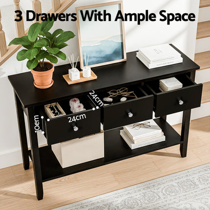 Artiss Console Table Hallway Sofa Entryway Entrance 3 Drawers 100CM Black.