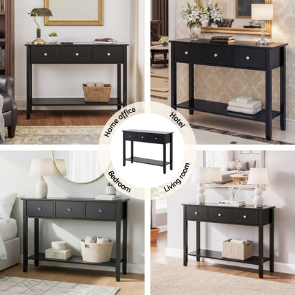 Artiss Console Table Hallway Sofa Entryway Entrance 3 Drawers 100CM Black.
