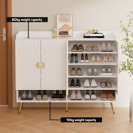 Artiss Shoe Rack Cabinet 5 Tiers 30 Pairs White.