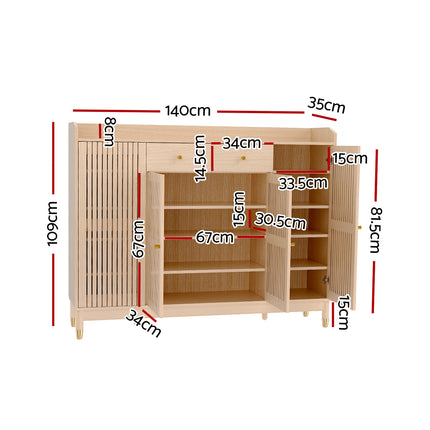 Artiss Shoe Rack Cabinet with Shelves 26 Pairs Pine.