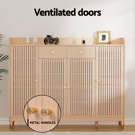Artiss Shoe Rack Cabinet with Shelves 26 Pairs Pine.