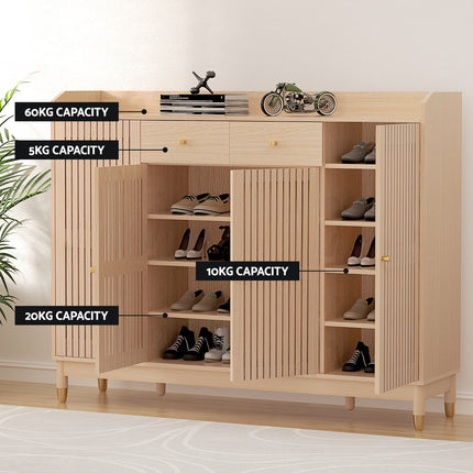 Artiss Shoe Rack Cabinet with Shelves 26 Pairs Pine.