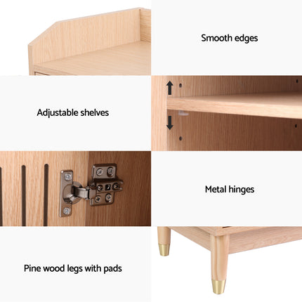 Artiss Shoe Rack Cabinet with Shelves 26 Pairs Pine.