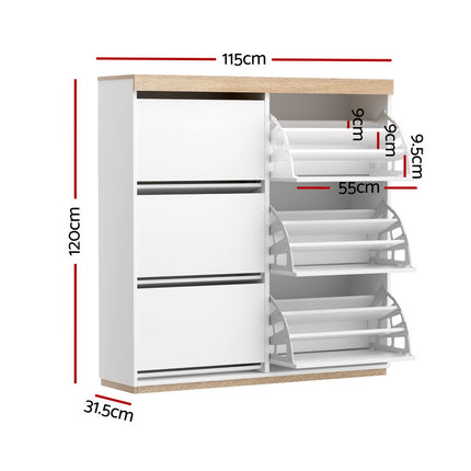 Artiss Shoe Rack Cabinet 3-Tier 45 Pairs White.