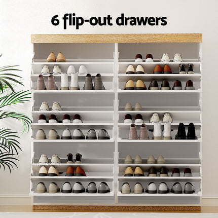Artiss Shoe Rack Cabinet 3-Tier 45 Pairs White.