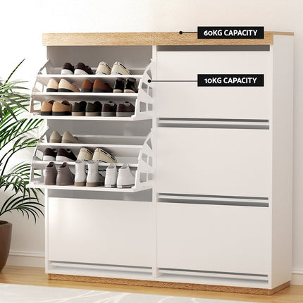 Artiss Shoe Rack Cabinet 3-Tier 45 Pairs White.