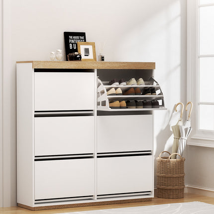 Artiss Shoe Rack Cabinet 3-Tier 45 Pairs White.