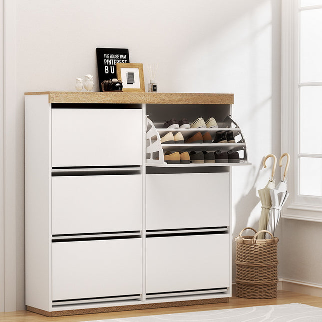 Artiss Shoe Rack Cabinet 3-Tier 45 Pairs White.
