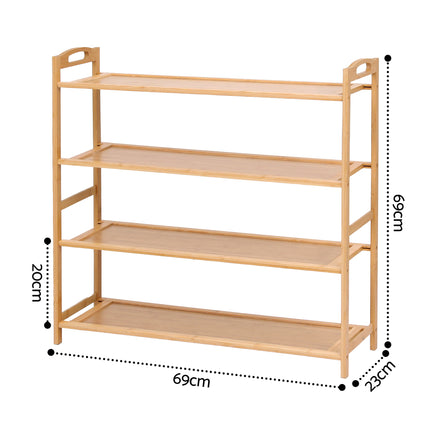 Artiss 4 Tier Shoe Rack Bamboo Storage Organiser Pine.