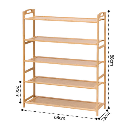 Artiss 5 Tier Shoe Rack Bamboo Storage Organiser Pine.
