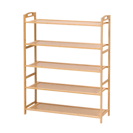 Artiss 5 Tier Shoe Rack Bamboo Storage Organiser Pine.