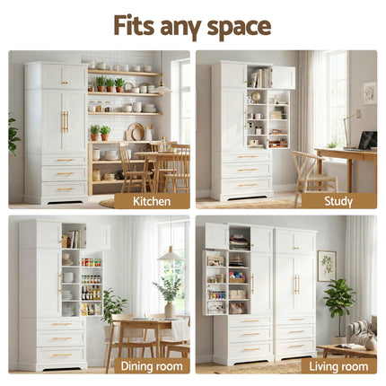 Artiss 2X Buffet Sideboard Cabinet Pantry Kitchen Storage Cupboard Drawers Doors.