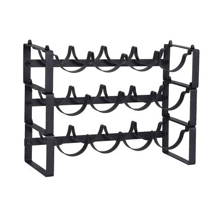 Artiss 3-Tier Wine Rack Metal Freestanding 12 Bottles Modular Countertop Wine Display Shelf Black