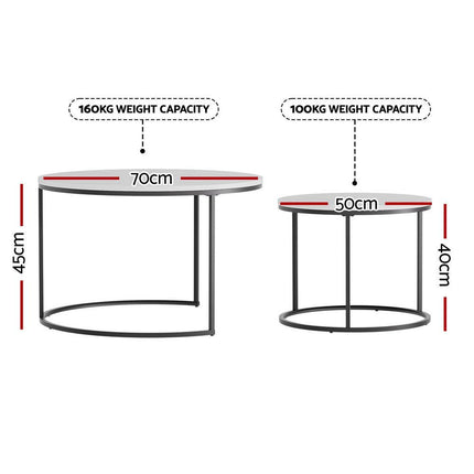 Artiss Nesting Coffee Table Set of 2 Marble Effect.