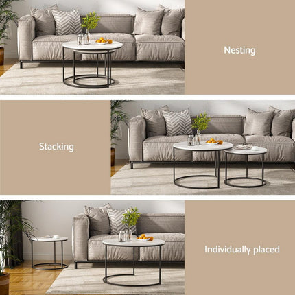 Artiss Nesting Coffee Table Set of 2 Marble Effect.