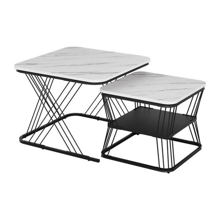 Artiss Nesting Coffee Table Set of 2 Marble Effect.