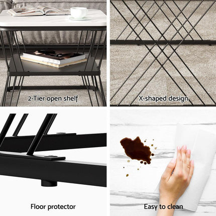 Artiss Nesting Coffee Table Set of 2 Marble Effect.