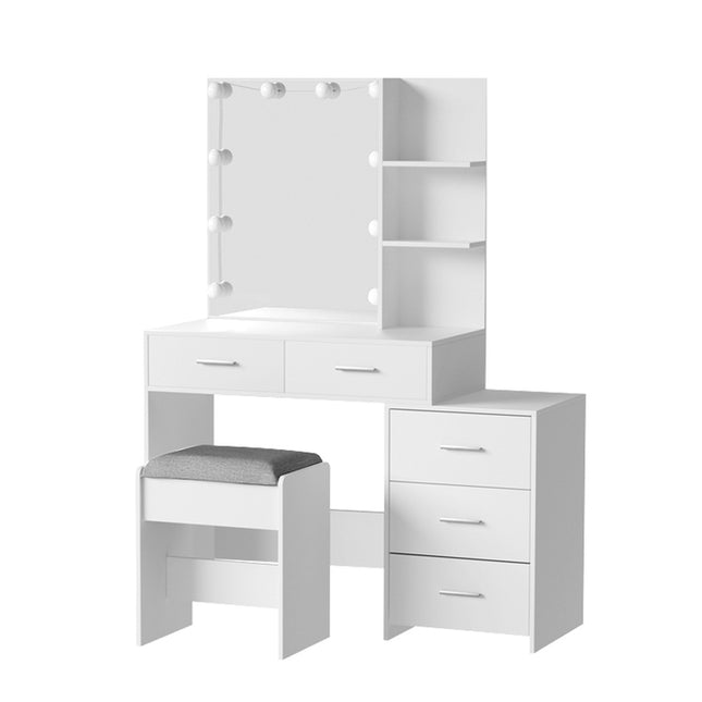 Artiss Dressing Table Set Stool 10 LED Bulbs White Dale.