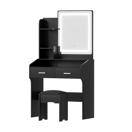 Artiss Dressing Table Set Stool Led Black.
