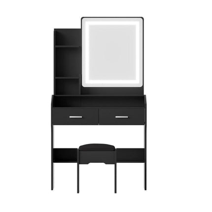Artiss Dressing Table Set Stool Led Black.